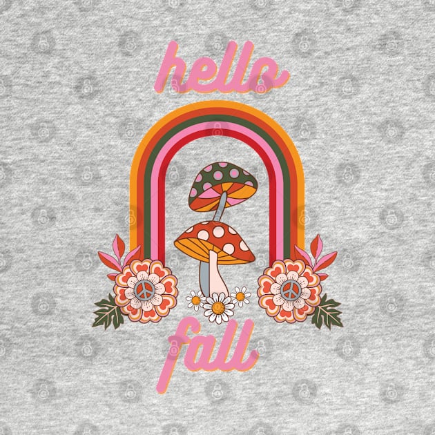 Hello Fall Retro Mushroom Design by kuallidesigns